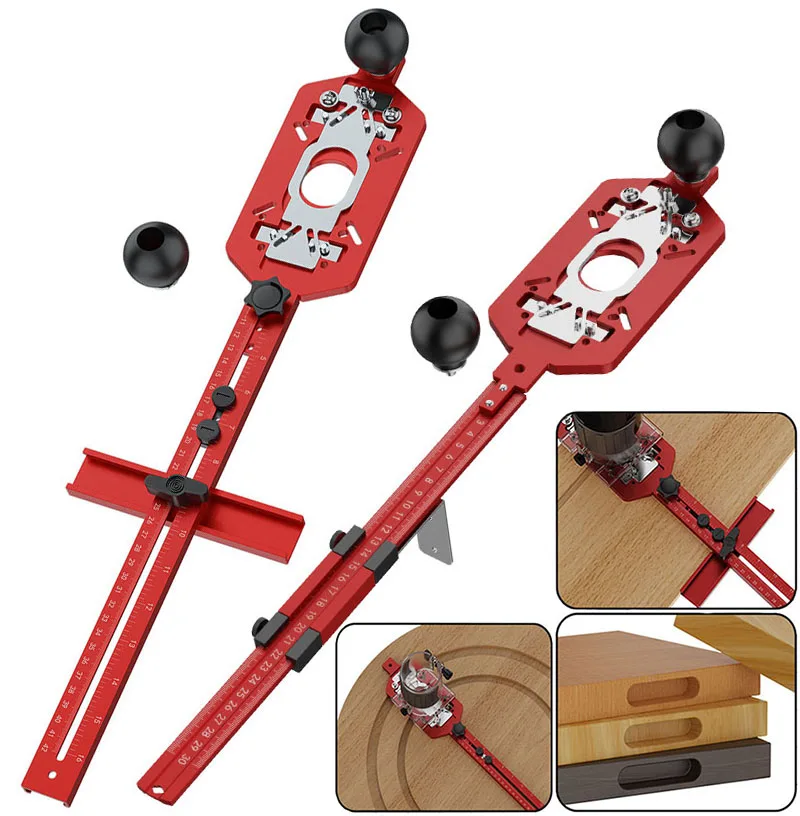 

Router Multifunctional Base Plate Bracket,Carpenter Self-centerIng 2 in 1 Slotting or Milling Round,Edge Trimming Woodworking To