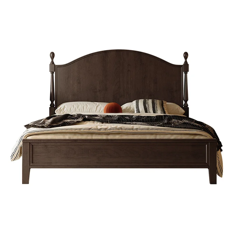 

French solid wood retro medieval high-end atmosphere light luxury American 2025 new bed