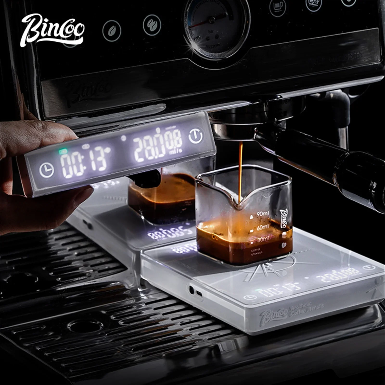 

Bincoo Professional Coffee Scale Electronic Scale Coffee Powder Weighing Accurate Weight 0.1g Split Screen Display Barista Tool