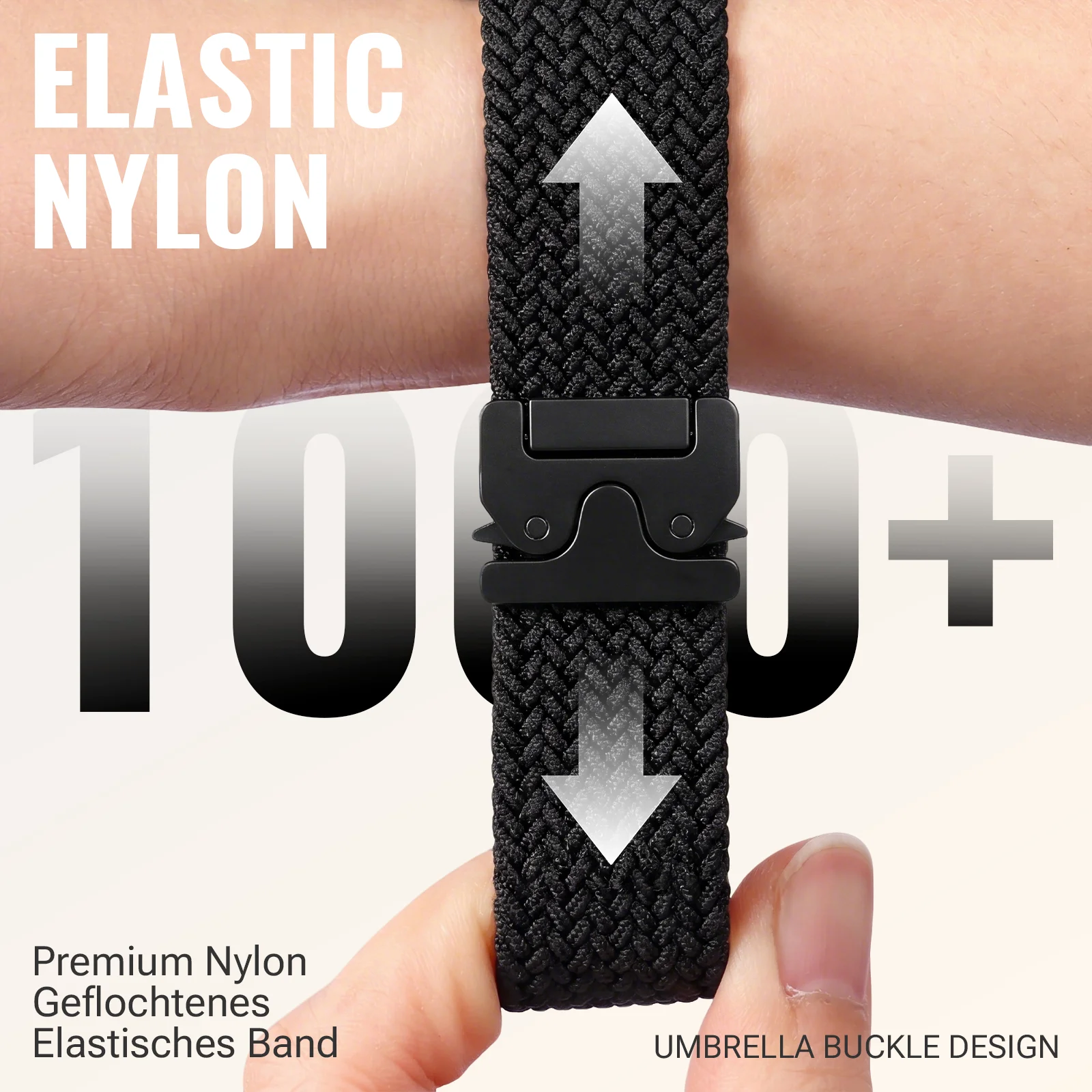 Tali Jam Tangan Elastis Nylon QuickFit 20/22/26mm untuk Garmin Fenix 8/7/6/5 Forerunner 965/955/945 Instinct Tactix