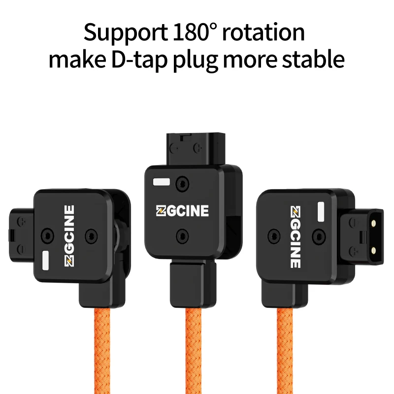 ZGCINE D-Tap to 5.5*2.5mm DC Connector Power Cable 60cm Length 180°Rotatable with Braided Wire for V-mount/Gold Mount Battery