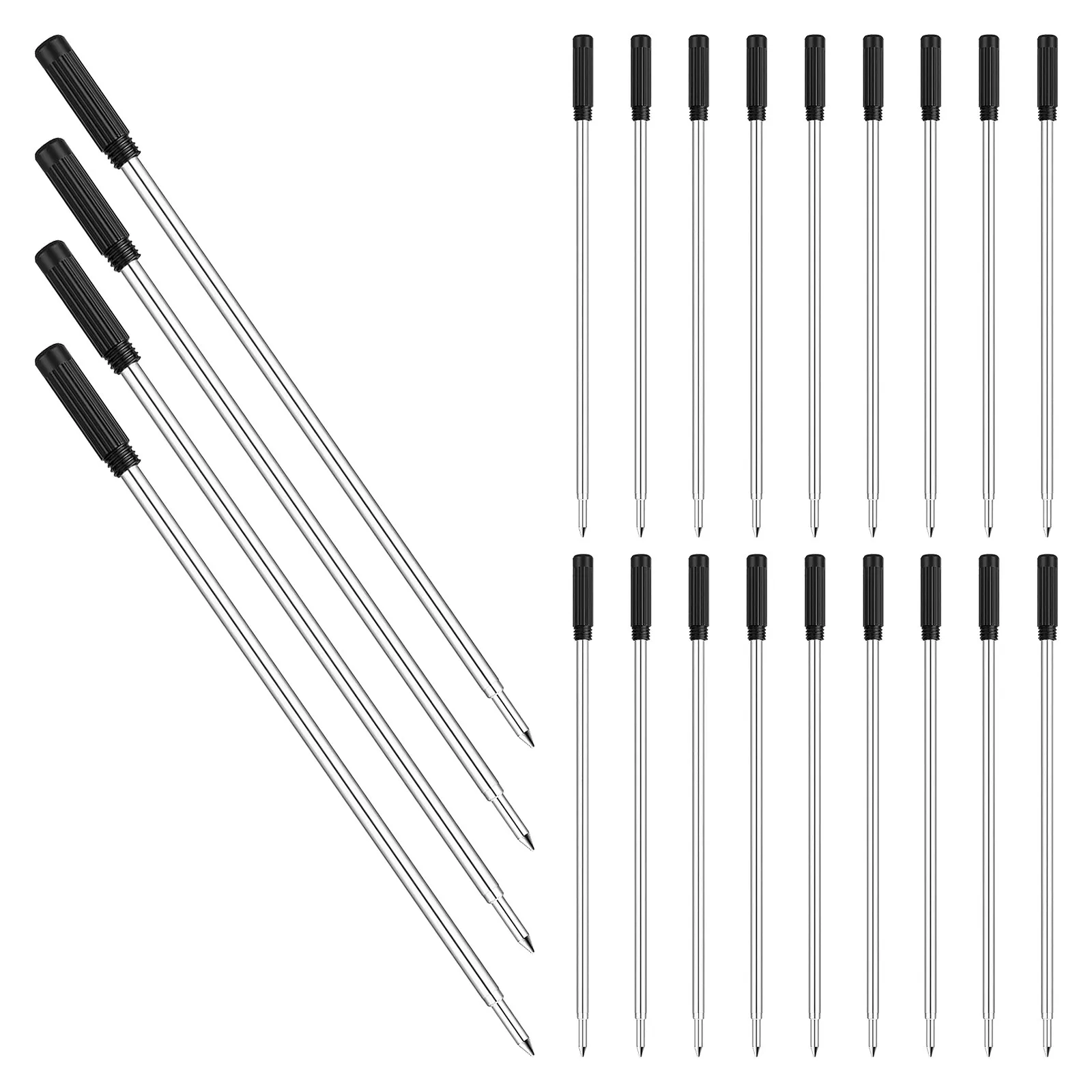 200Pcs Metal Ballpoint Pen Refills Black 1.0mm Reliable Smooth Writing Extensive Usage Time Wide Compatibility Office Reception