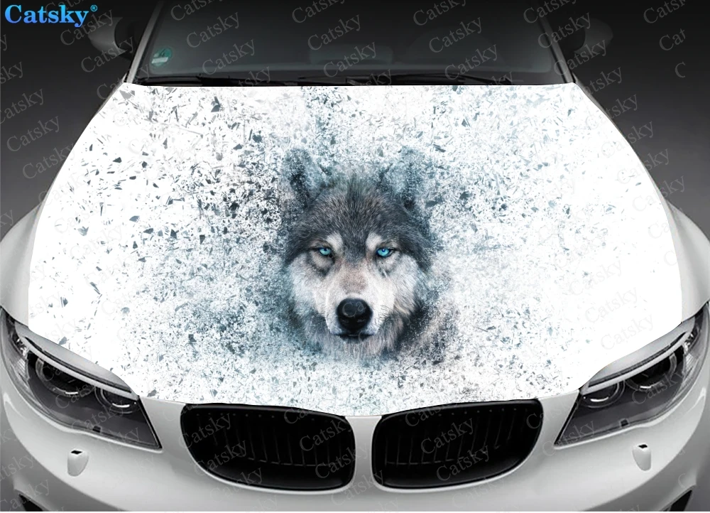 

Wolf animal wolf king Car hood wrap lion decal, bonnet vinyl sticker, full color graphic decal, CUSTOM made to Fit Any Car