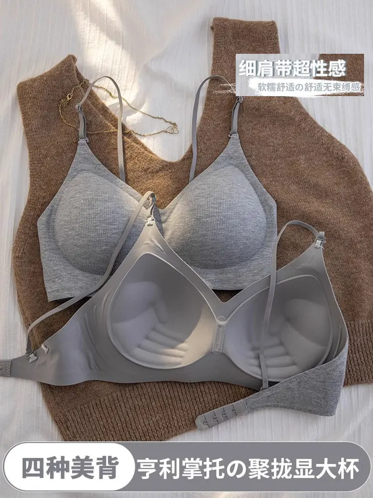 Sexy Bralette, kleine Brust, nahtlos, dünne Träger, rückenfrei, kabellos, Komfort, feste Körbchen, Dessous, unsichtbare Unterstützung, Damen, US
