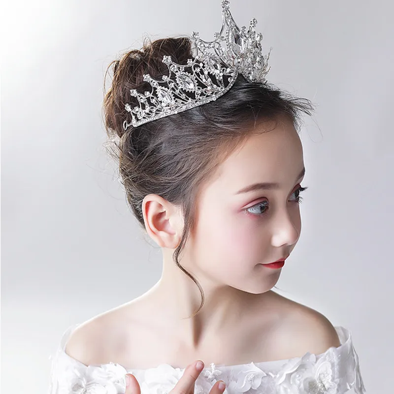 Children Bridal Crown Kids Tiara Baby Princess Headdress Girls Crowns Crystal Girl Birthday Catwalk Hair Accessories2023