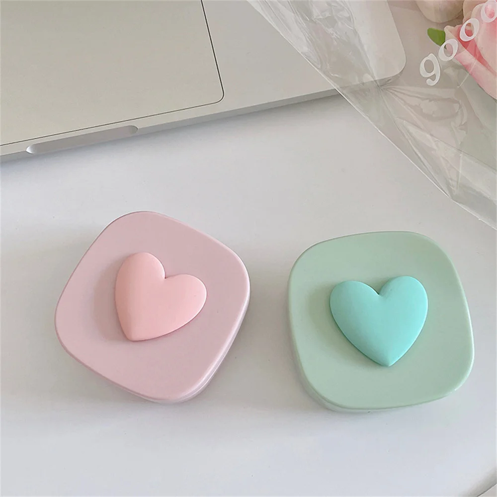 New Cute Contact Lenses Case Heart Design Travel Lens Box Set With Mirror Eye Lenses Holder Container For Cosmetic Contact Lens