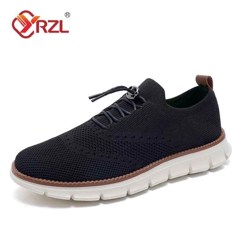 YRZL Mesh Loafers Mens Casual Sneakers Lightweight Breathable Lace Up Shoes Comfortable Big Size 39-48 Walking Shoes for Men