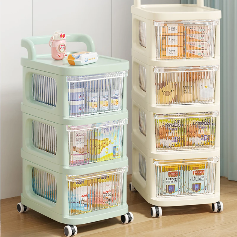 

Trolley Storage Cabinet, Home Office Organizer, Drawer Snack Shelves, Multilayer Desk Storage, Efficient System