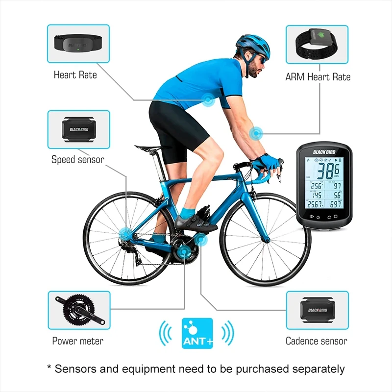 Blackbird BB18 Bike GPS Computer Wireless Speedometer Waterproof Cycling ANT+ Cadence Speed Heart Rate Sensors Accessories