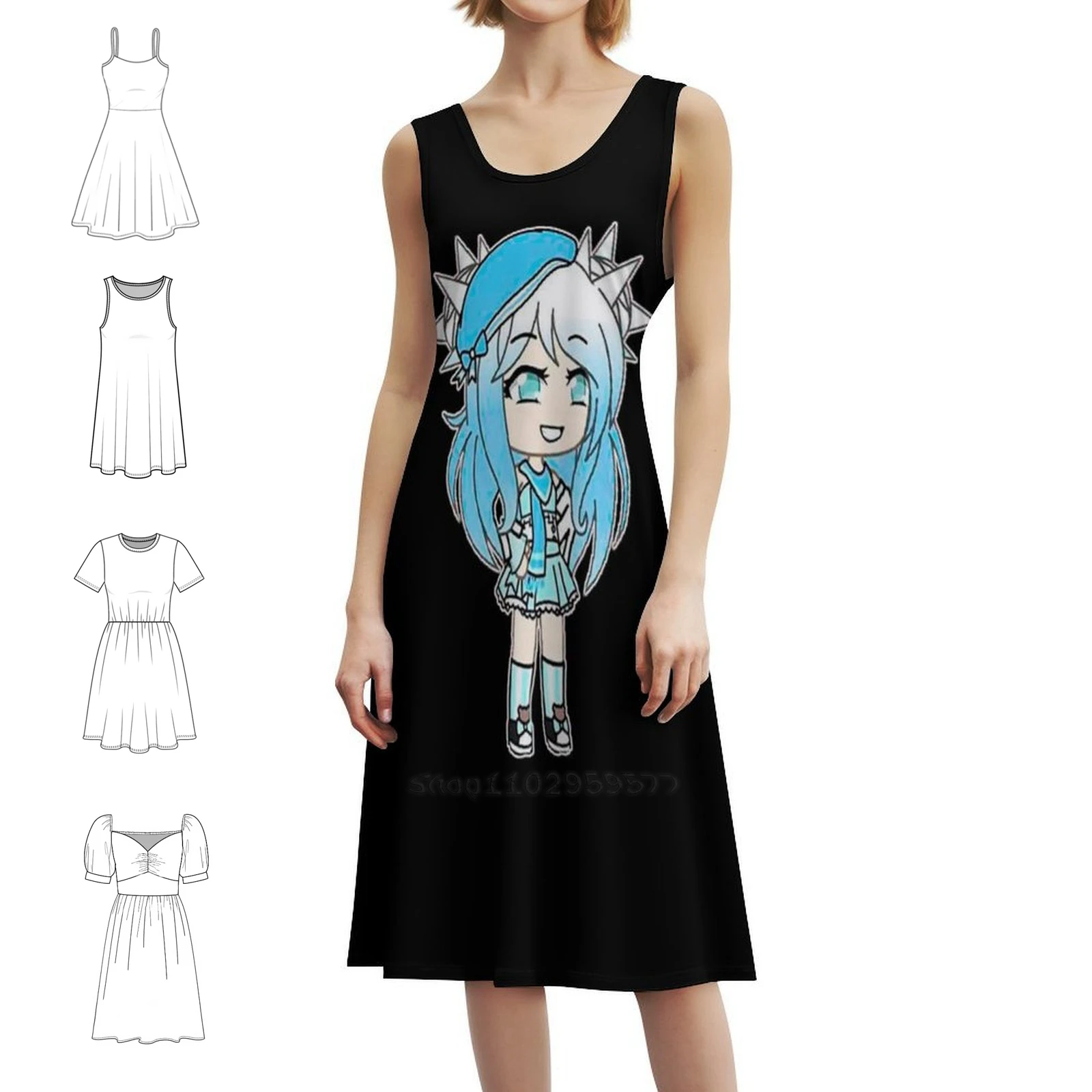 

Gacha Life And Gatcha Club Chibi Anime Kawaii Kids Женская уличная одежда праздничное платье Модная клубная одежда с принтом для женщин Gacha