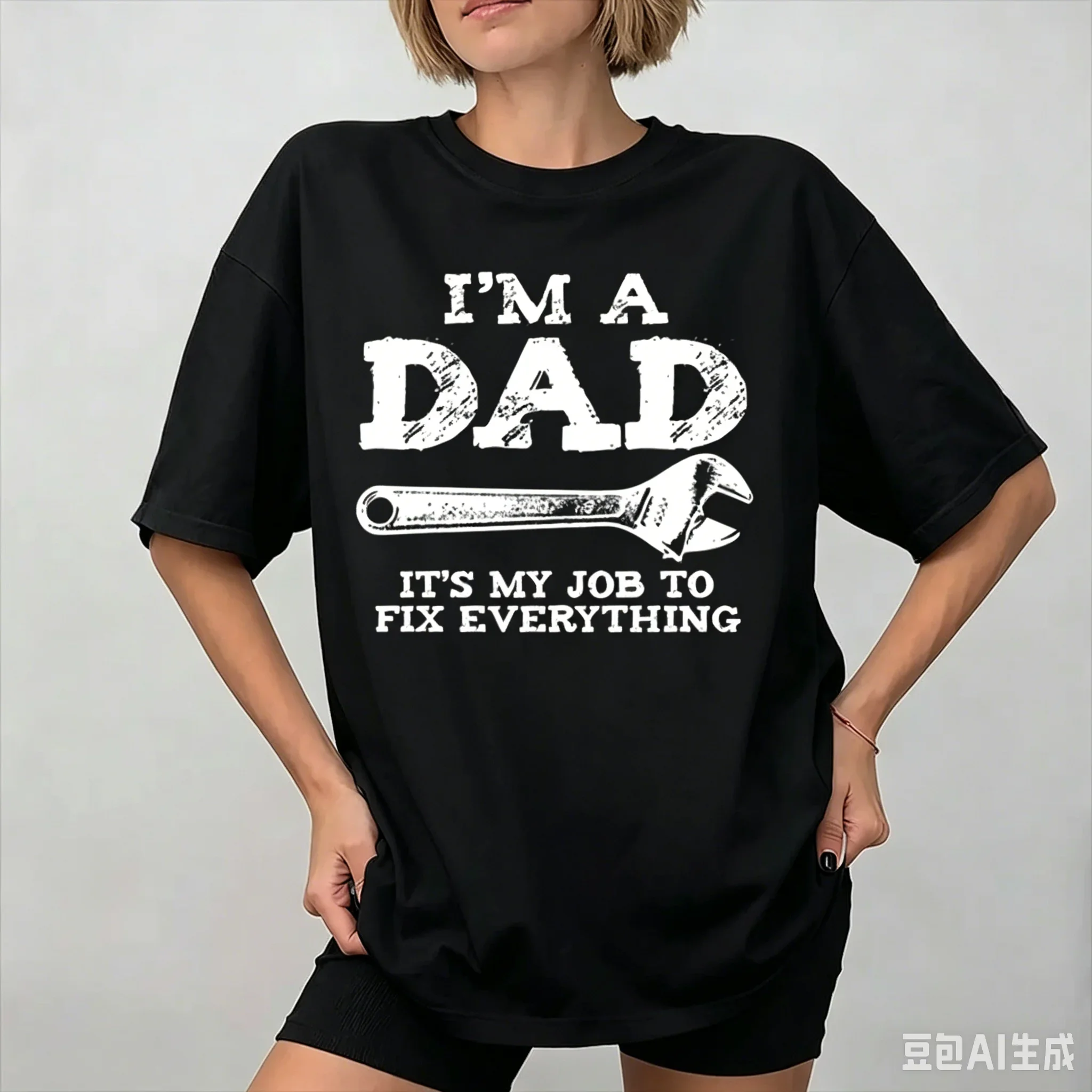 Fathers Day Gift Repair Dad T‑shirt I'm A Dad Fix Everything Graphic T Shirts Handyman Repai Tee Short Sleeve O-Neck Tops