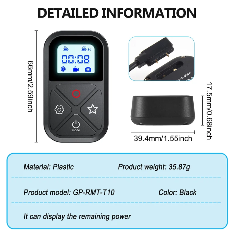 A003 Пульт дистанционного управления для Gopro Hero 10 9 8 Max с креплением на палку и запястьем Bluetooth-совместимый интеллектуальный пульт дистанционного управления для Gopro 10