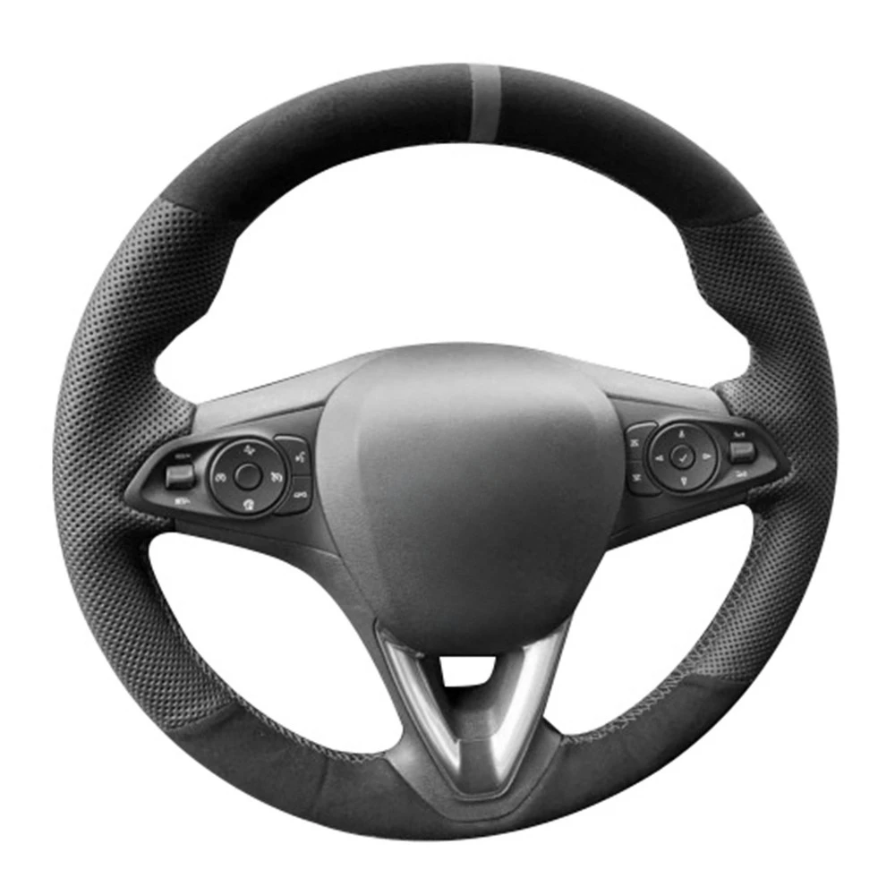Customized Car Steering Wheel Cover Braid Anti-Slip Suede For Opel Astra K Corsa E Karl Crossland X Grandland Insignia Zafira