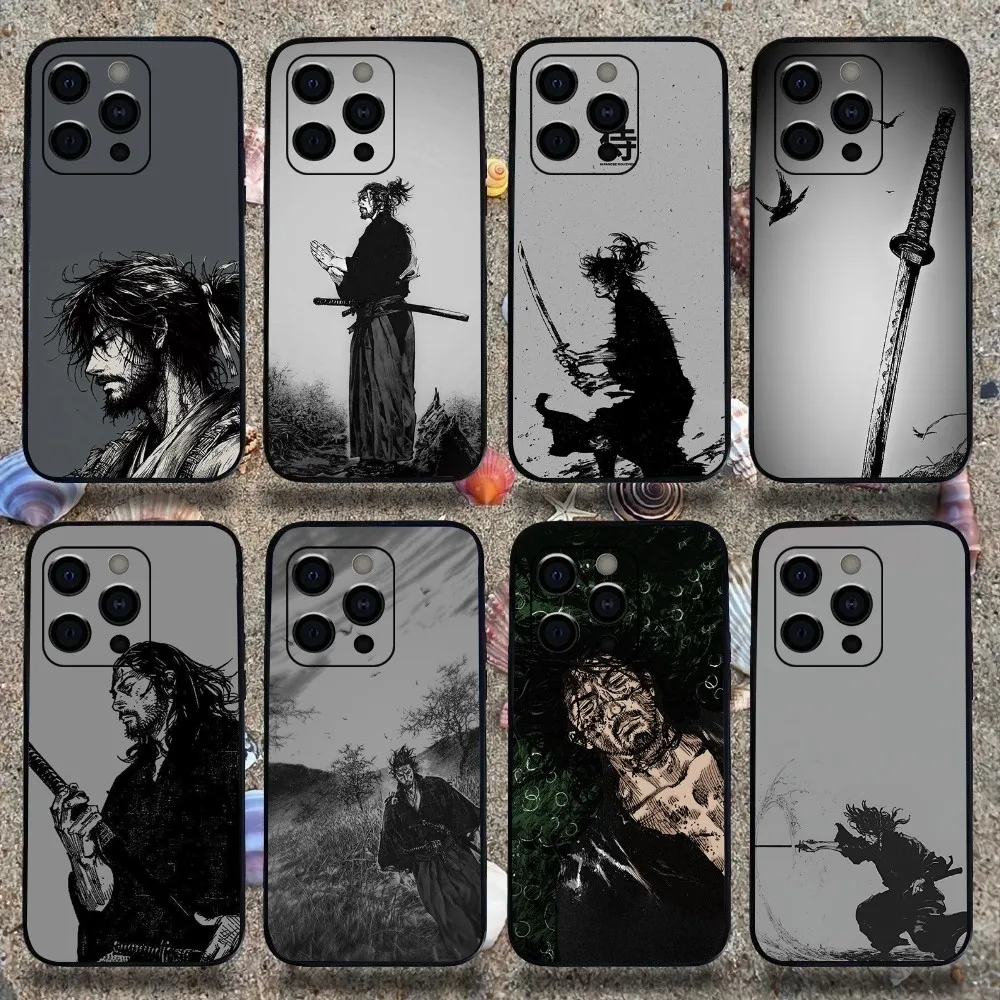 Vagabond Miyamoto Musash Phone Case For Apple iPhone 15,14,13,12,11,Pro,X,XS,Max,XR,Plus,Mini Soft Black Cover