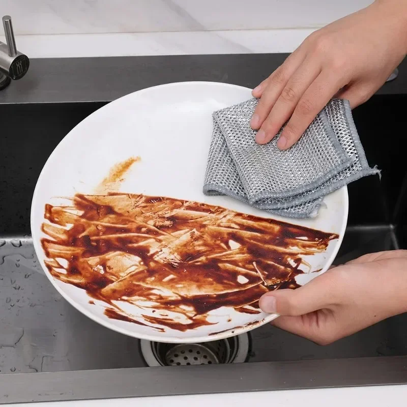 New Wire Rust Removal Cleaning Cloth Kitchen Mesh Cleaning Cloth Reusable Cleaning Rag Microwave Stove Clean Tools Dish Cloth