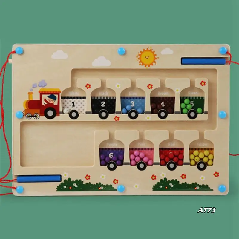 

Magnetic Color And Number Maze, Early Learning , Wooden Color Matching Counting Puzzle Board, ABC Writing Practice
