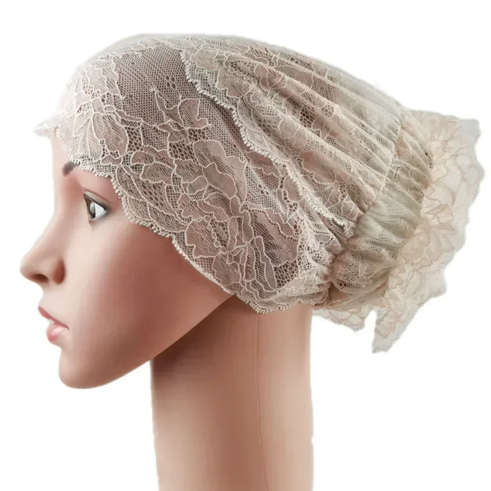Hijab musulmán, pañuelo interior, turbante, gorro interior de encaje, sombrero, sombreros para mujer, pañuelo islámico debajo de la bufanda, gorro,