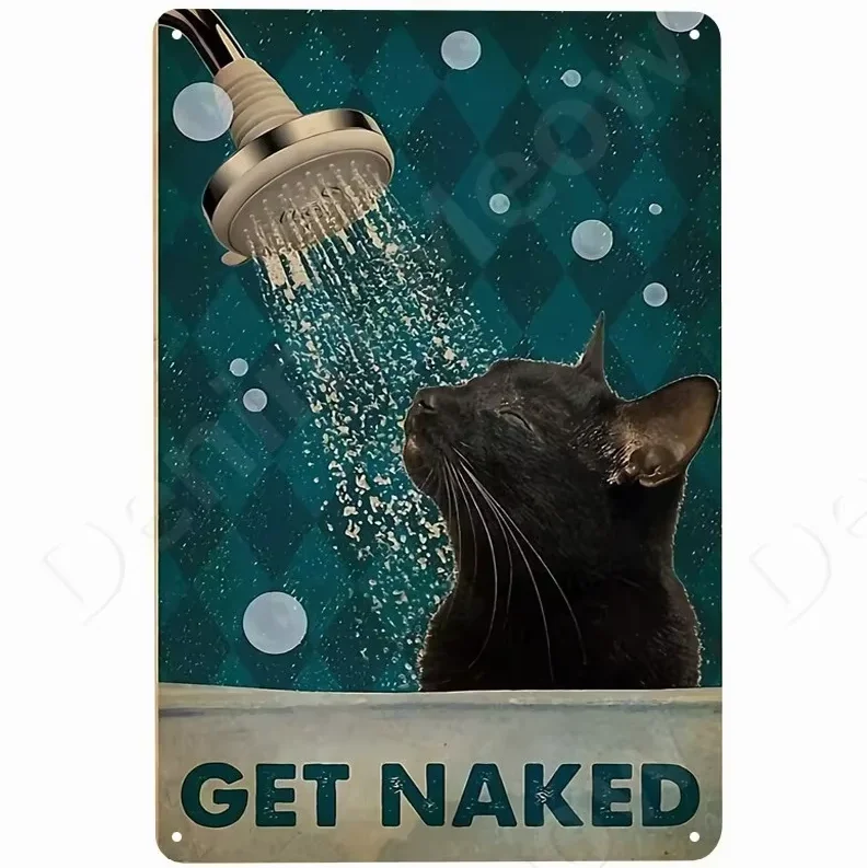 Cartel de hojalata Retro de gatos y vino Make Me Happy, cartel de Metal para gato de esmoquin, placa de gato de golf, póster para decoración de pared de baño, cafetería, Bar y hogar