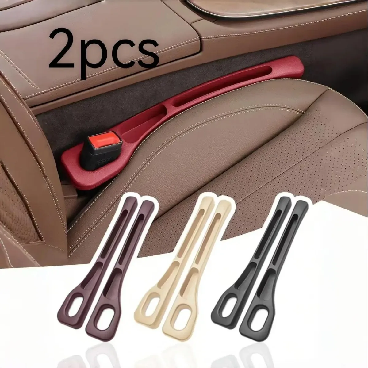 2 packs of car seat gap filling strips, with double-slot design, easy installation, effective leak prevention, durable material,