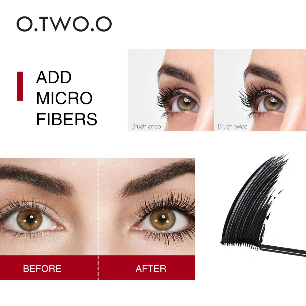 O.TWO.O 3D Silk Fiber Mascara Lengthening Waterproof Long Lasting Curling Thick Mascara Long Eyelashes Extension Make Up