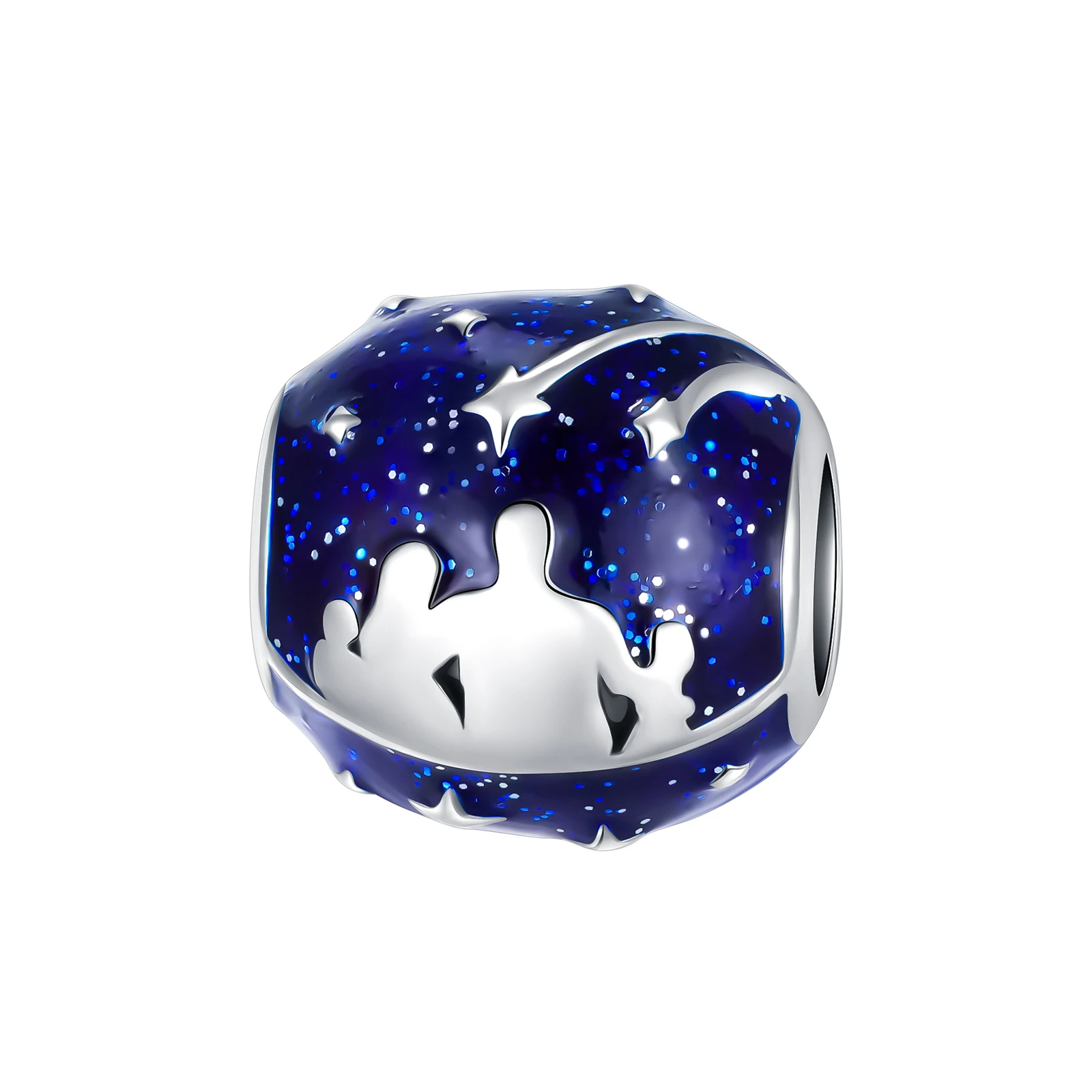 

925 Sterling Silver Star Sky Family Blue Beads Charm Fit Original Pandora Charms Bracelets Women DIY Jewelry Gift