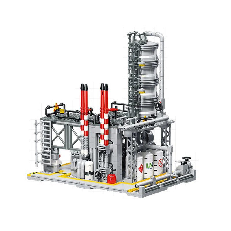 City Street View Bouwstenen Aardgasopslagcentrum Laboratorium Transportstation 3 in 1 Assemblagemodel Bakstenen Cadeau voor volwassenen