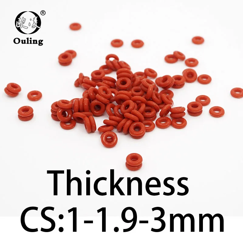 VMQ O-ring thickness 1/1.9/3mm CS silicone red sealing temperature resistant gasket rubber ring complete in specifications1