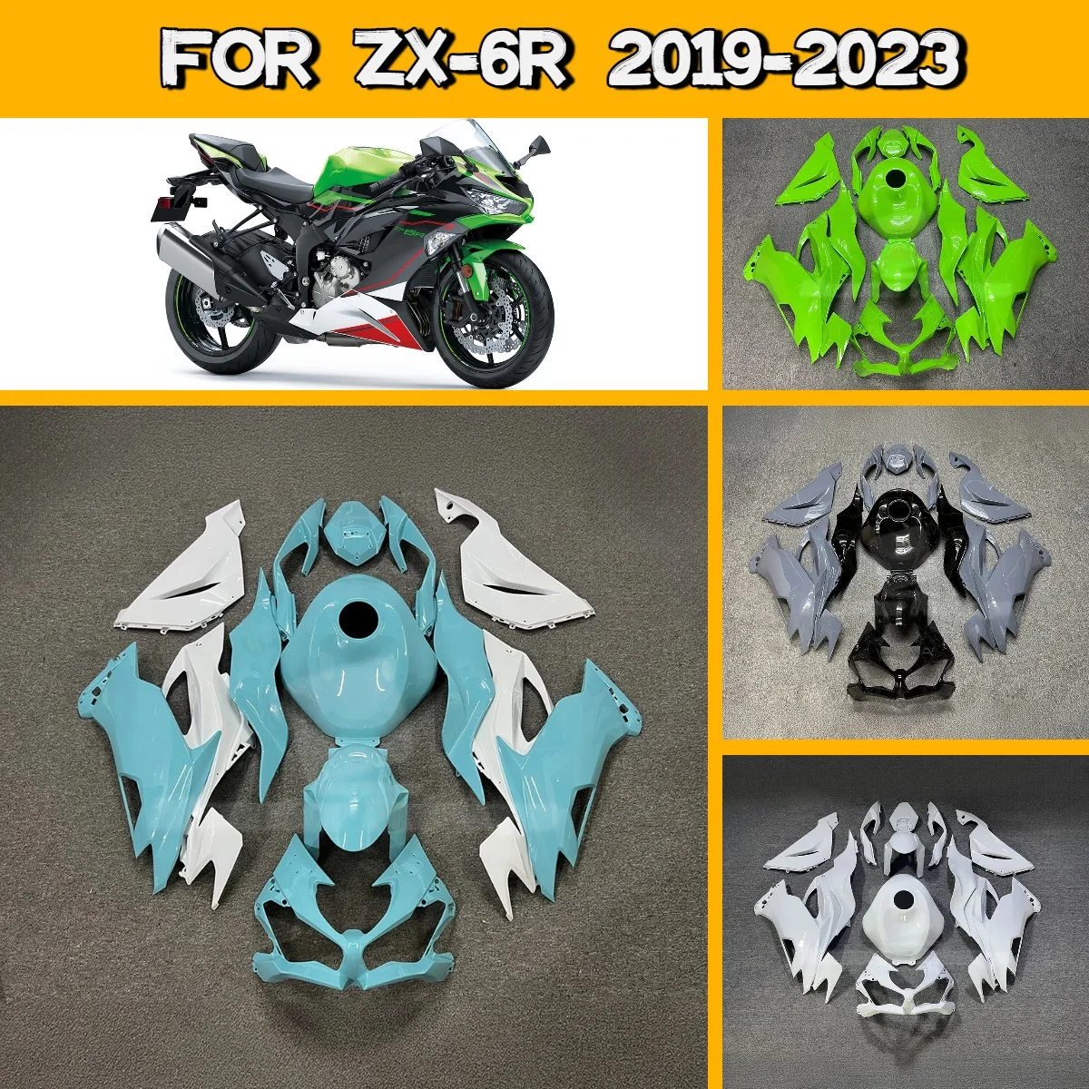 

Fairing Kit for 2019-2023 Kawasaki ZX6R Unique Design Injection Molded Motorcycle Fairings Hot Style 19-23 ZX 6R