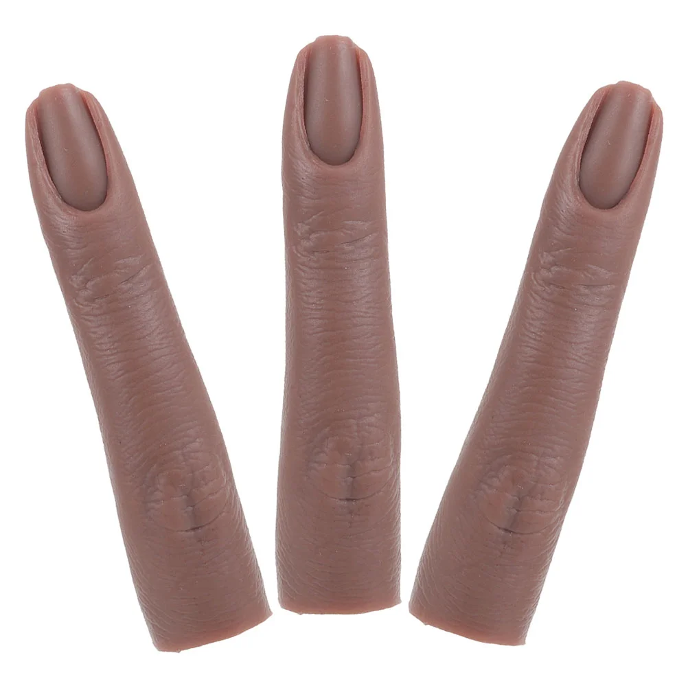 

3 Pcs Manicure Model Fake Fingers Nail Hand Nails Pluggable for Practice Supplies Silica Gel