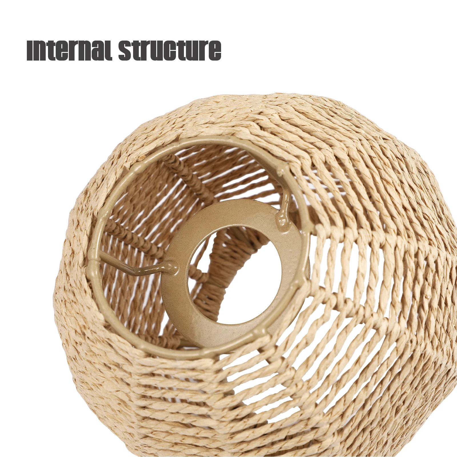 Woven Bamboo Pendant Lamp Shade Retro Style Imitation Rattan Chandelier Cover Small Round Size Fits Living Room Bedroom Cafe Bar