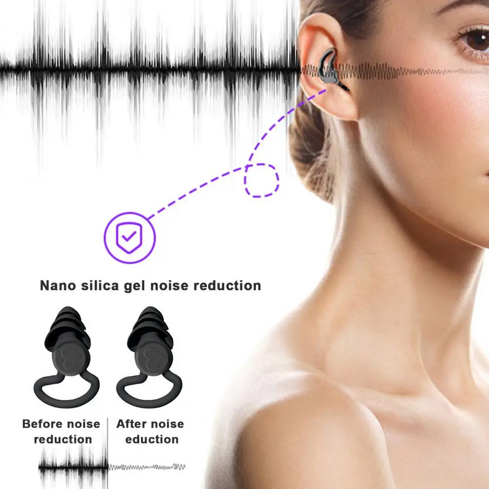 Useful Multi-purpose Sound Reduction Sleeping Earplugs Silica Gel Ear Plugs Comfortable to Wear Office Supply