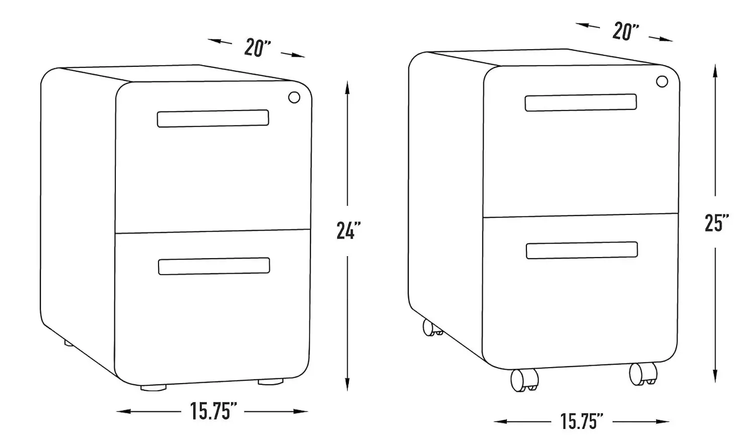2 Drawer Locking File Cabinet, Under Desk Metal Storage For Legal & Letter Folders, Wheels & Feet, Black, Customized