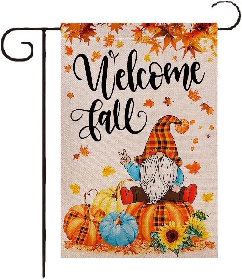 Fall Thanksgiving Pumpkin Polka Dot Double-sided Welcome Garden Flag, Fall Football Welcome Garden Flag 12x18 Inch Home Yard Out