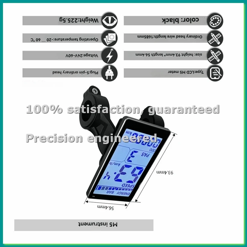 

M5 Electric Bike LCD Display Dashboard SM5PIN+20A 36V/48V Sine Wave Controller for Mountain Bike Modification Kit-BCBW
