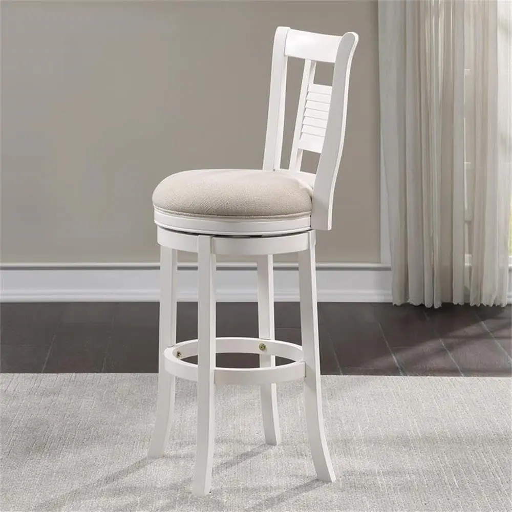 Madeira maciça giratória Bar Stool Set, estofados, carvalho branco, 2 pcs