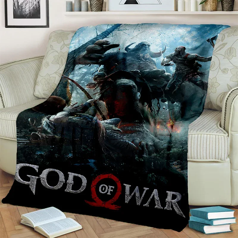 3D God of War Games Gamer Kratos HD Blanket,Soft Throw Blanket for Home Bedroom Bed Sofa Picnic Travel Office Cover Blanket Kids