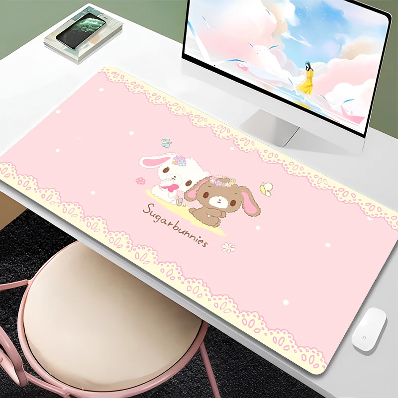 لوحة الماوس PC Kawaii الكرتون مكتب حصيرة الوردي S-السكر الأرانب الجدول حصيرة الكمبيوتر المحمول أنيمي الأرنب الألعاب لوحة المفاتيح زهرة لينة ماوس الوسادة