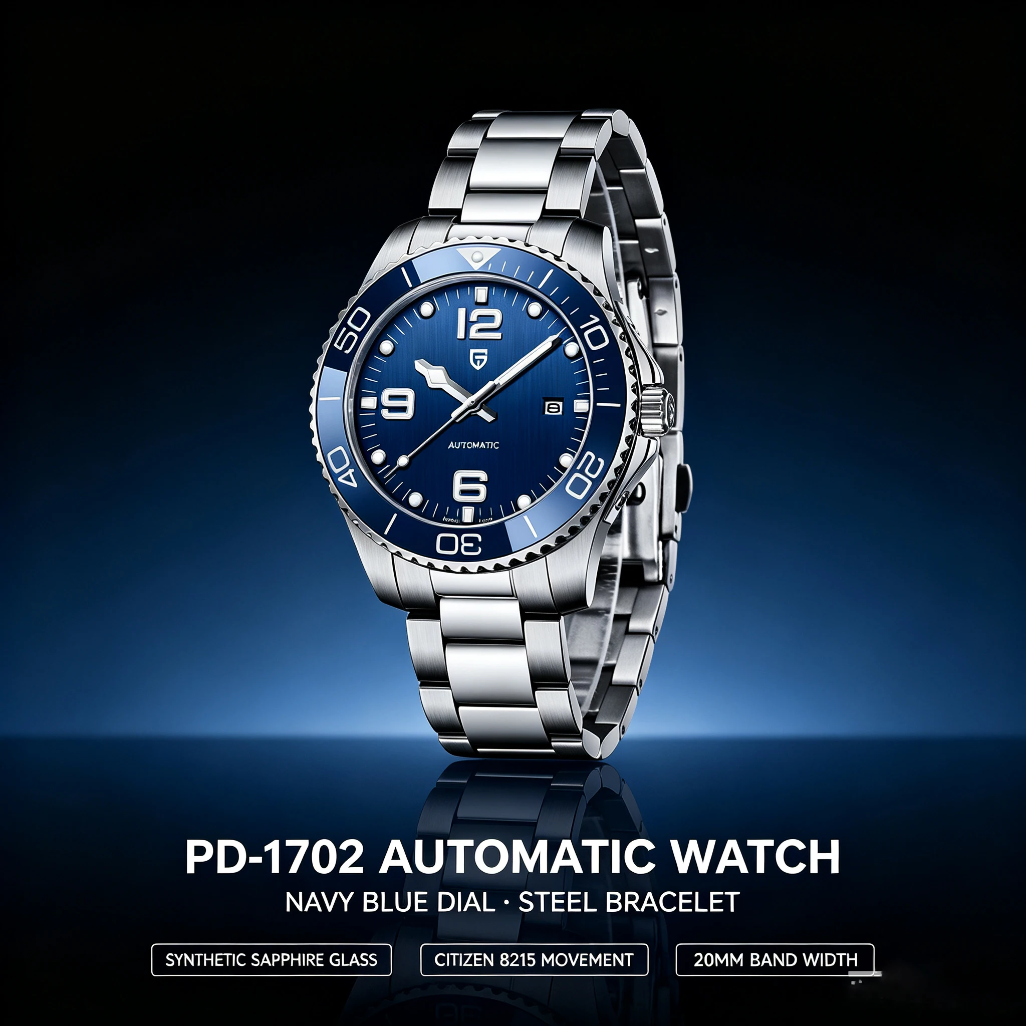 Reloj Mecánico Automático para Hombre PAGANI DESIGN con Movimiento Citizen 8215, Cristal de Zafiro de 42 mm, Resistente al Agua 200 m, Reloj de Buceo para Hombre