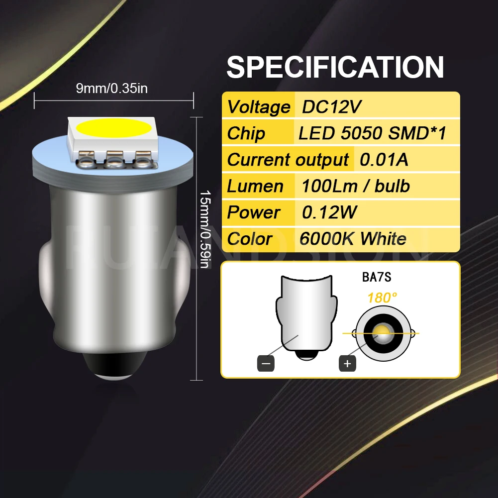 Ruiandsion 4Pcs T7 Auto Dashboard Bulb BA7S LLB281 GLB281 Instrument Bulb AC/DC 6V 12V 5050 Chip For Car Interior Indicator Lamp