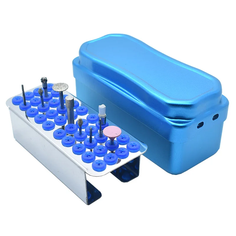 Dental Instrument 40points Burs Holder FG Bur Low High Speed Bur Holder Box Case  Dentist Material Metal Tool 40holes