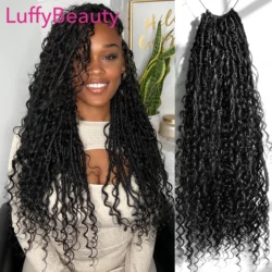 Human Hair Goddess Boho Locs Braiding Crochet Hair Pre Looped Boho Dreadlocks Human Hair Curly Ends Hair Extensions For Women