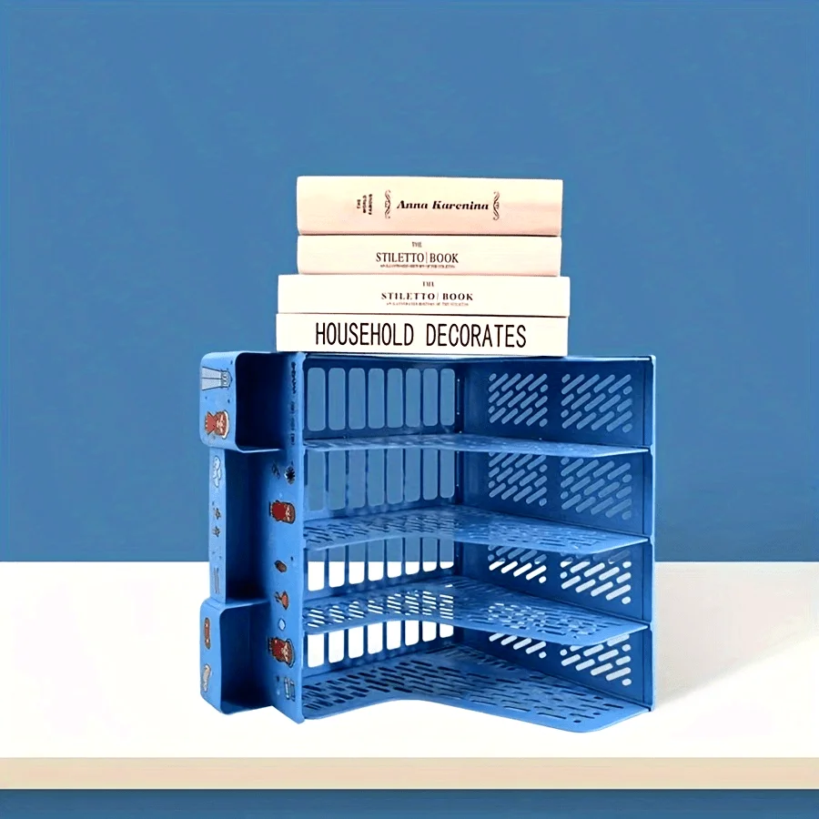 

Настольный органайзер для файлов (1 шт.) с наклейками в случайном стиле, многосекционный, из полипропилена | Съемный офисный ящик для хранения документов