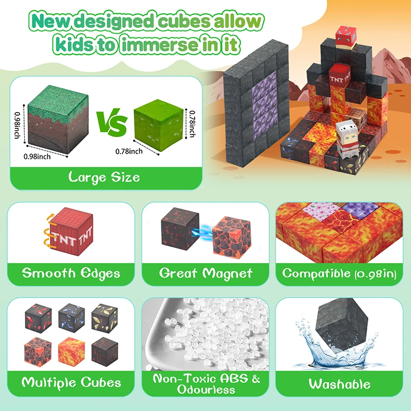 Magnetyczne klocki konstrukcyjne Świat Kopalni Zestaw Magnetycznych Kostek STEM Zabawka Edukacyjna dla Dzieci Chłopiec Dziewczynka Wiek 3+ Model DIY Prezent Świąteczny dla Dzieci