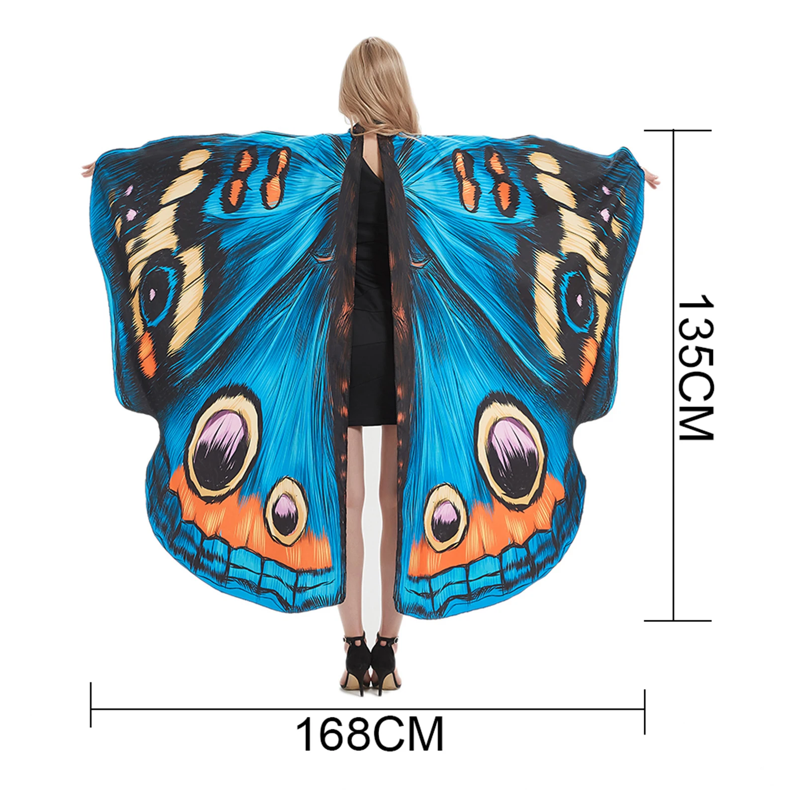 Capa de mariposa de Halloween para mujer, correas de mano ajustables coloridas, capa de alas de mariposa para fiesta festiva de Cosplay