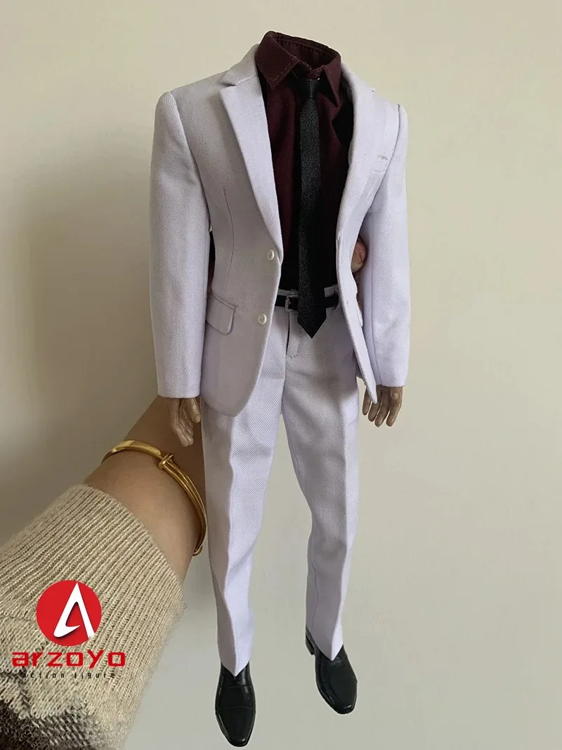 In Stock 3 Colors 1/6 Male Gentleman Business Suit Coat Shirt Tie Pants Belt Leather Shoes Set for 12'' Action Figure Body