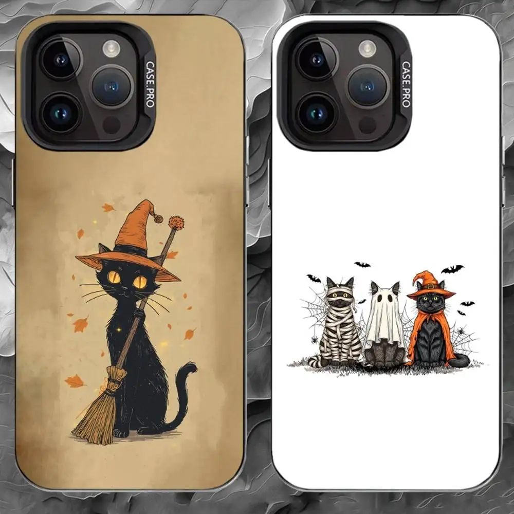 

C-Cartoon Halloween Phone Case For iPhone 17 16 15 14 13 12 11 Pro Max Plus Silver Matte Black Cover