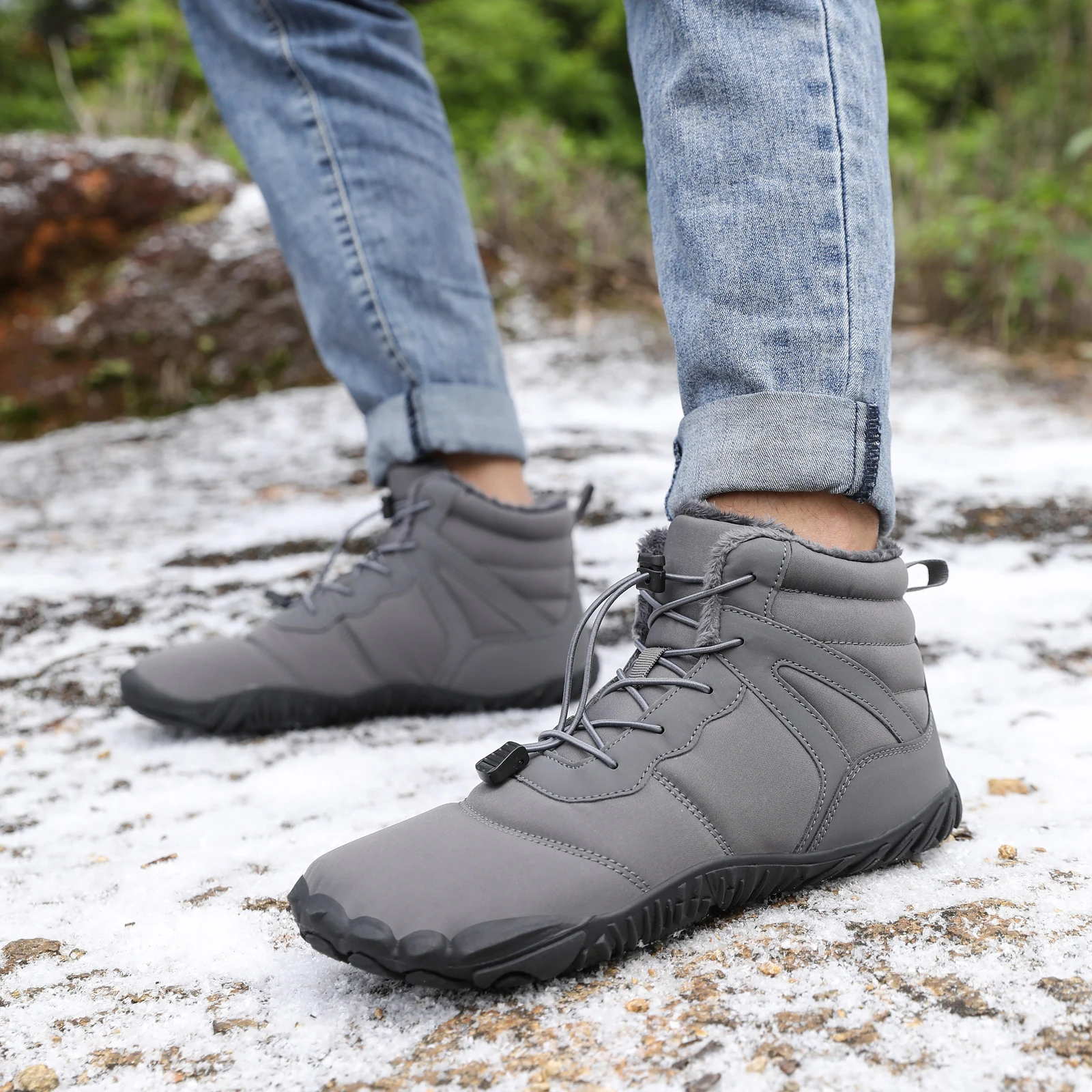 Botas de nieve para hombre y mujer, zapatos de senderismo al aire libre, impermeables y cálidos, Botas de senderismo informales forradas de pelo