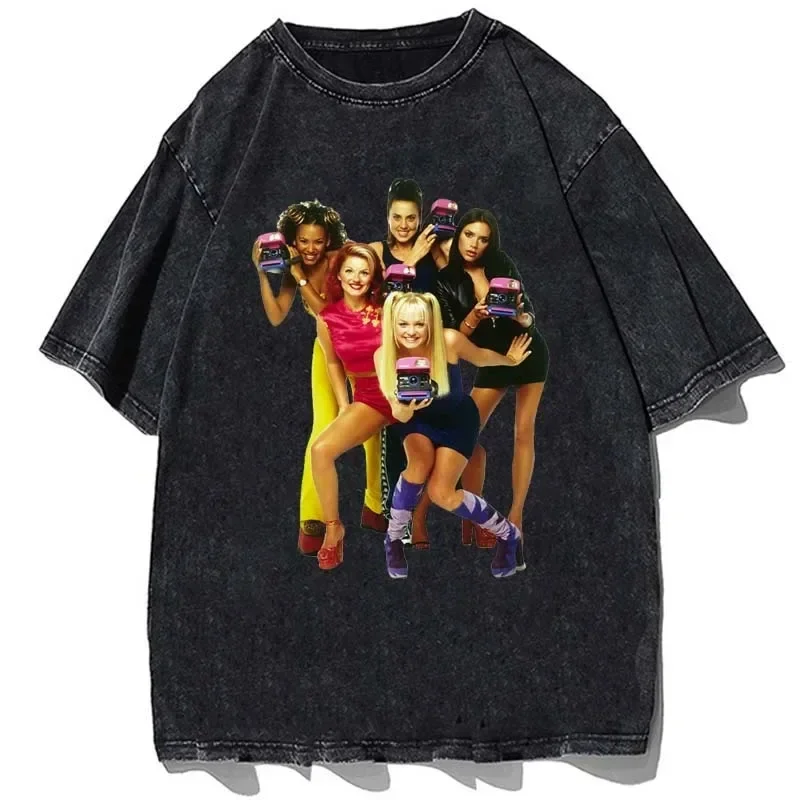 25 Hot Fashion Tops Spice Girls T-Shirt Damen Hip Hop Rack and Roll T-Shirt Baumwolle Chic Herren Vintage Camiseta mit kurzen Ärmeln