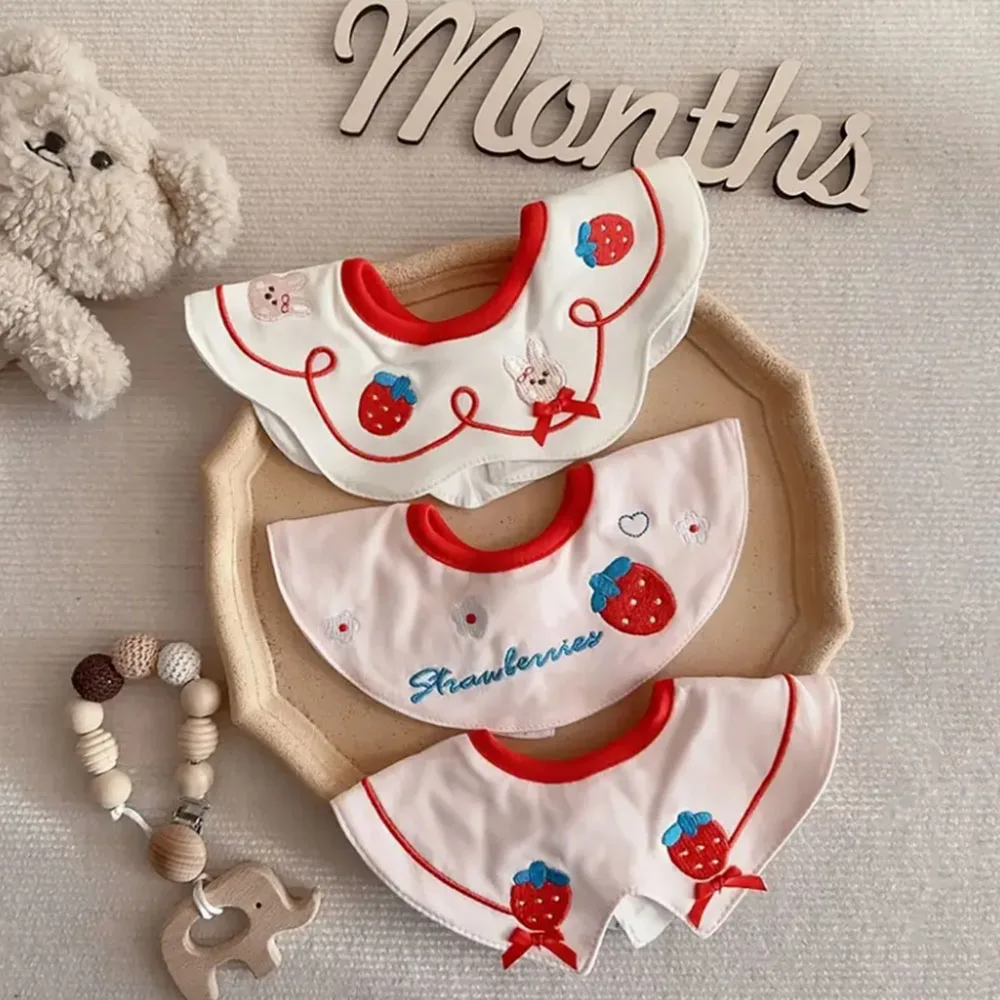 

3pcs Soft Breathable Adjustable Snap Closure Bibs with Ruffled Edges Friendly Double-Sided Cotton for Boys & Girls Perfect Gift