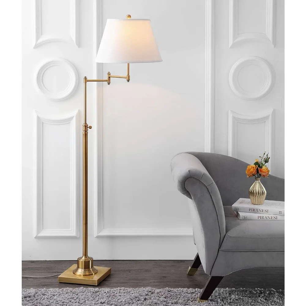 Lighting Collection Ingram Swivel Swing Arm Gold 60-inch Living Room Bedroom Home Office Standing Floor Lamp (LED Bulb Included)